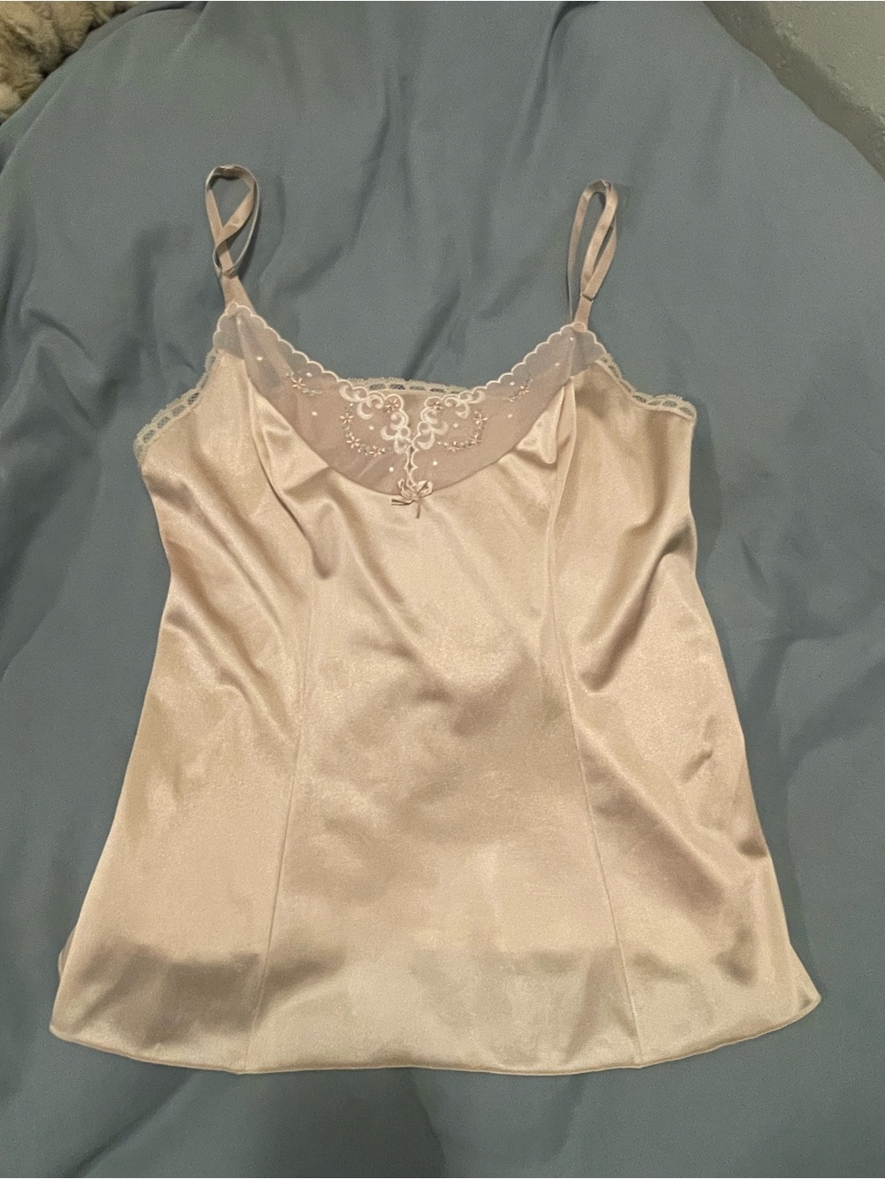 Vanity Fair Nude Satin Lace Trim Cami